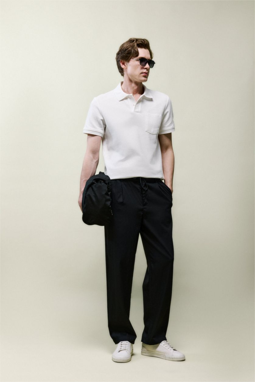 رجالي بيج فاتح تيشيرت بولو نص كم قصة عادية