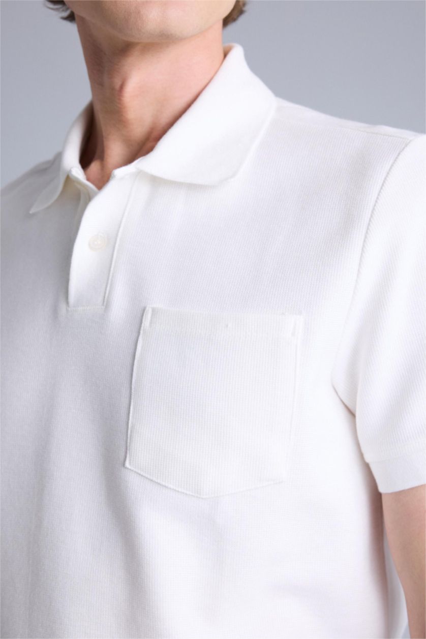 رجالي بيج فاتح تيشيرت بولو نص كم قصة عادية