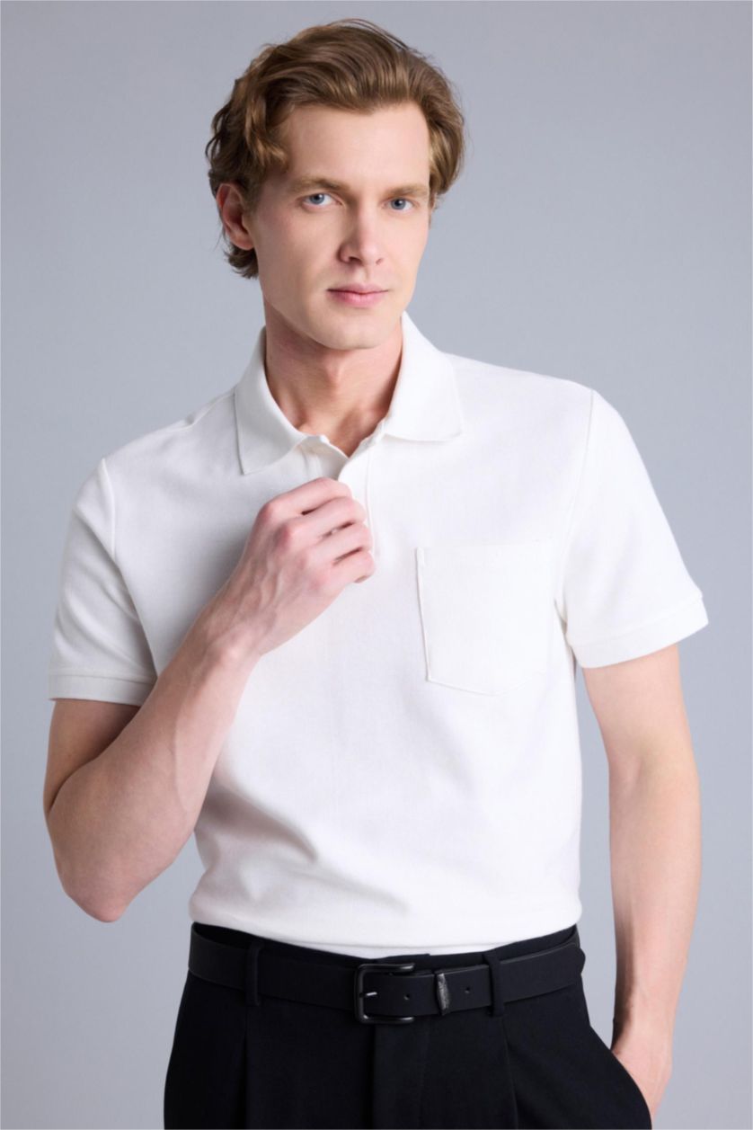 رجالي بيج فاتح تيشيرت بولو نص كم قصة عادية