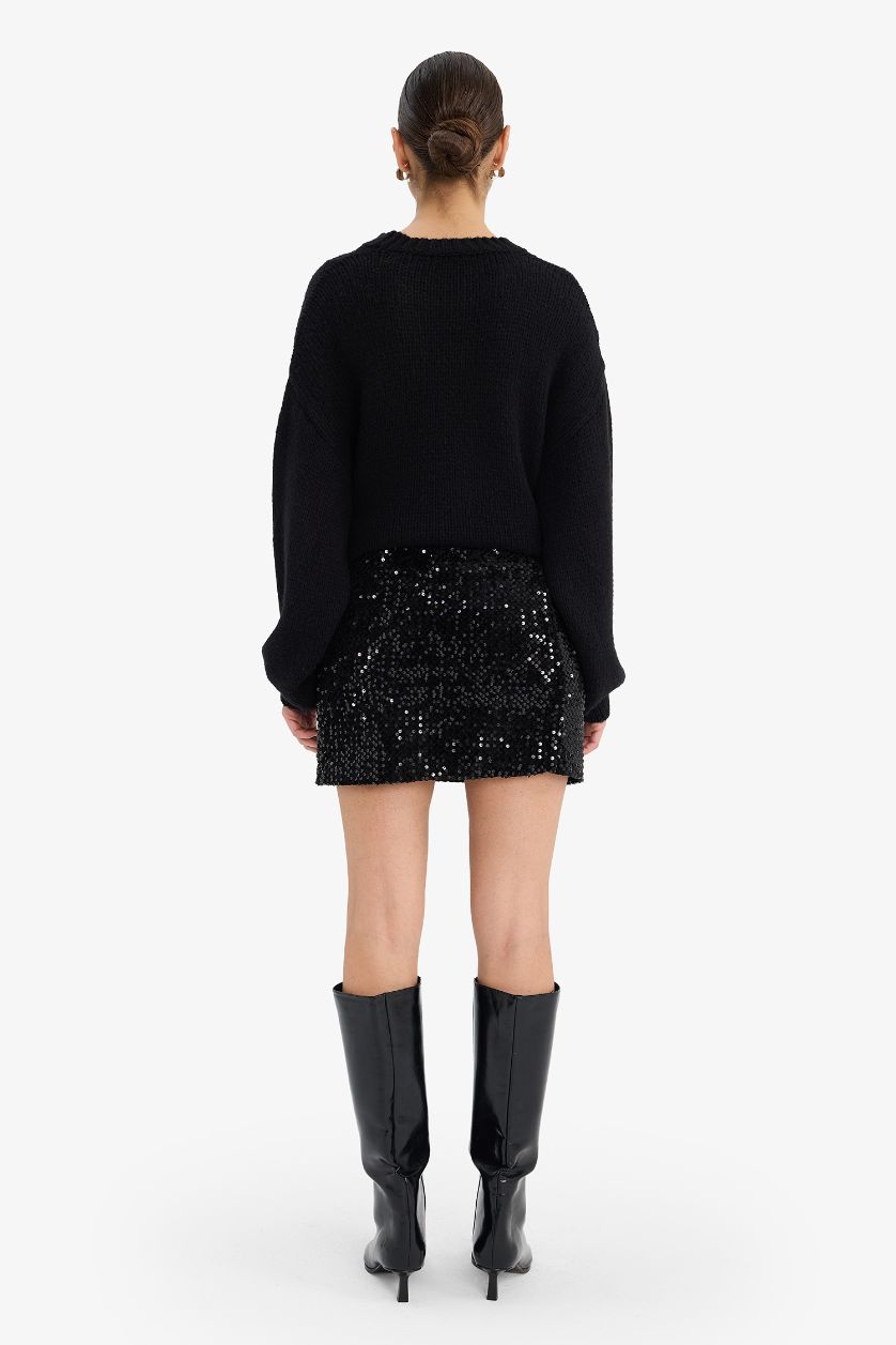 Kadın Siyah Kalem Mini Etek