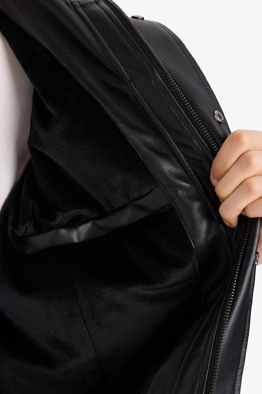 Erkek Siyah Oversize Fermuarlı Mont