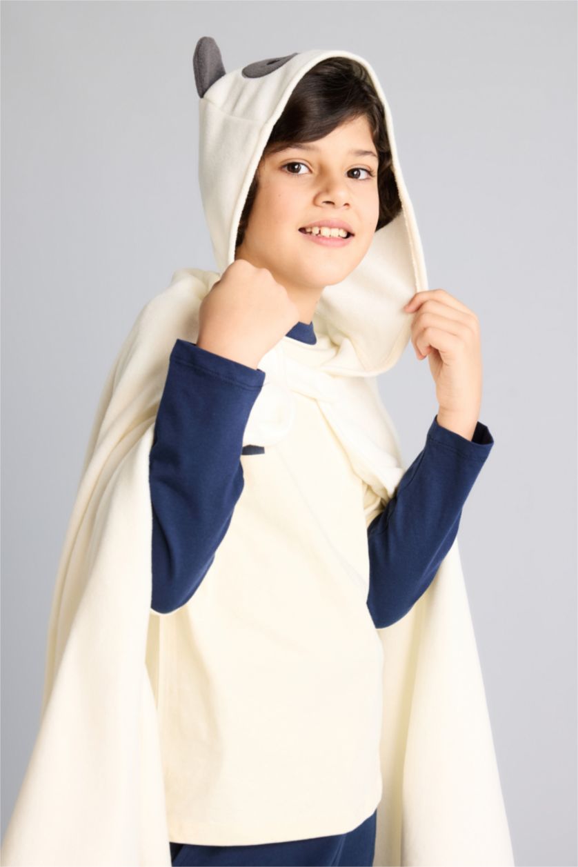 Boys & Teens White Boy Hooded Fleece Cape Costume