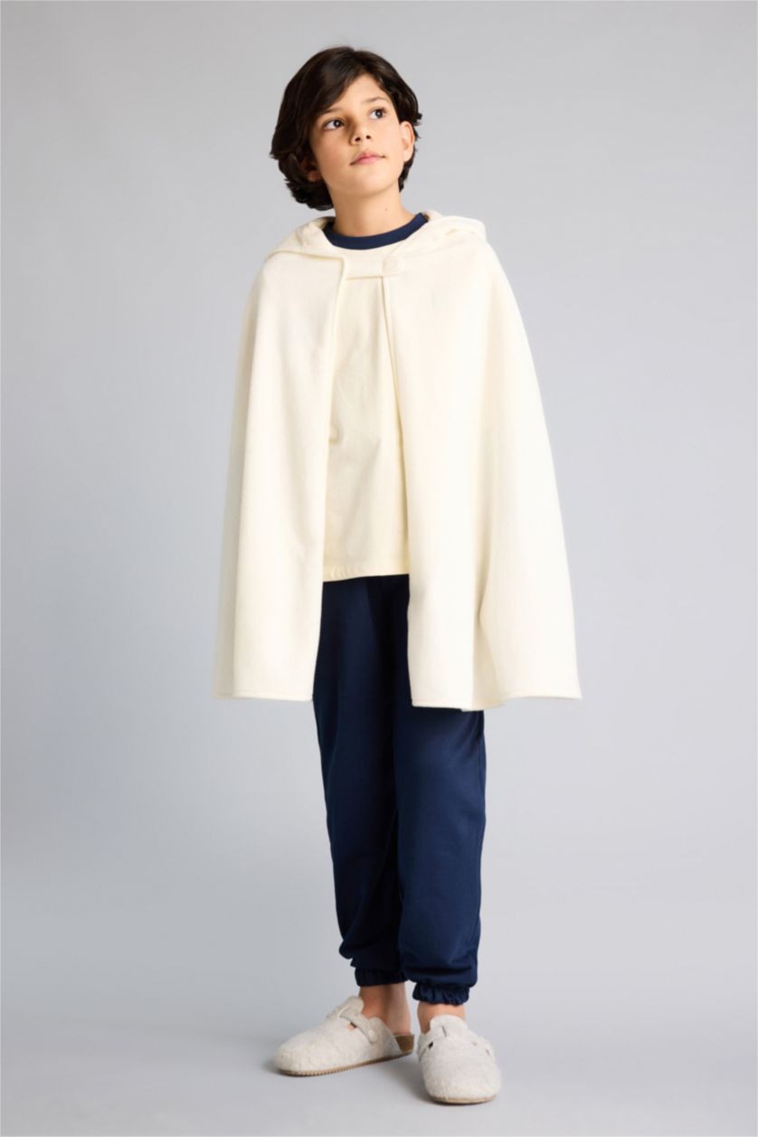 Boys & Teens White Boy Hooded Fleece Cape Costume