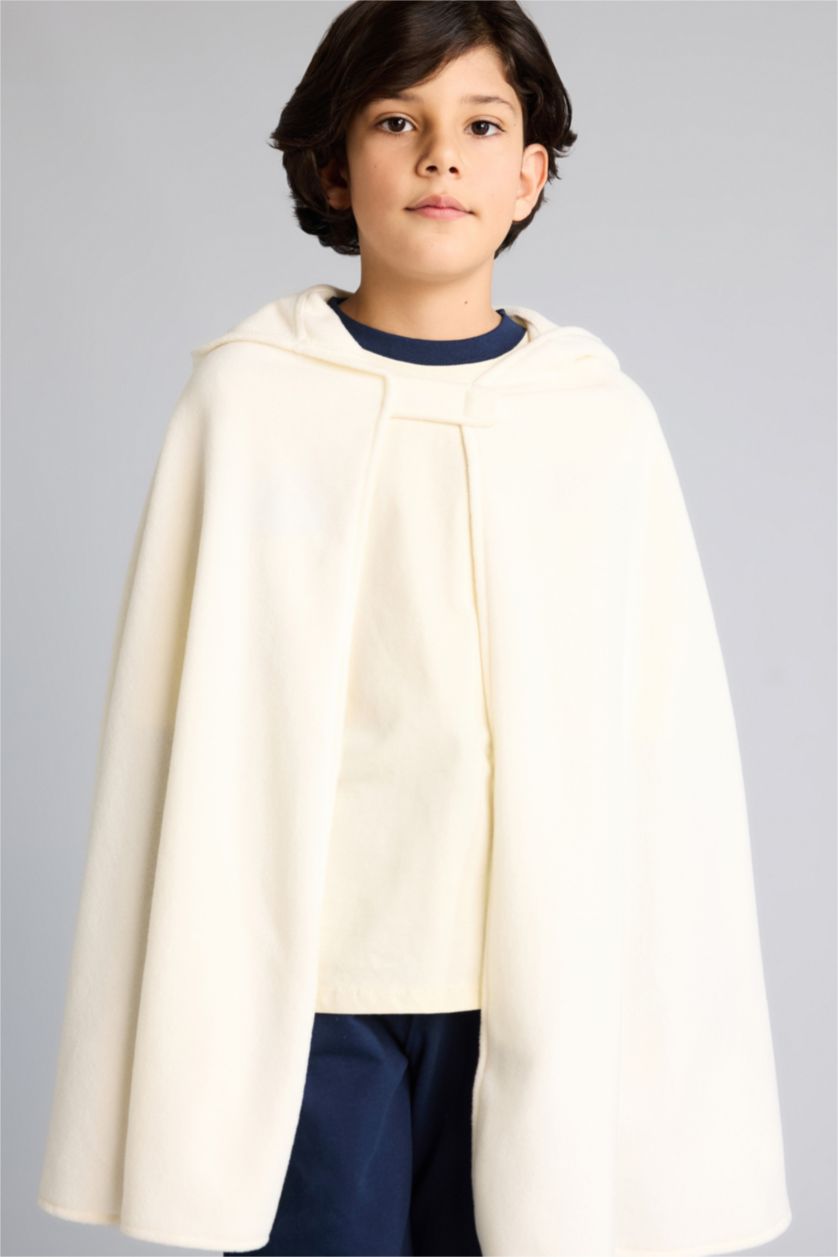 Boys & Teens White Boy Hooded Fleece Cape Costume