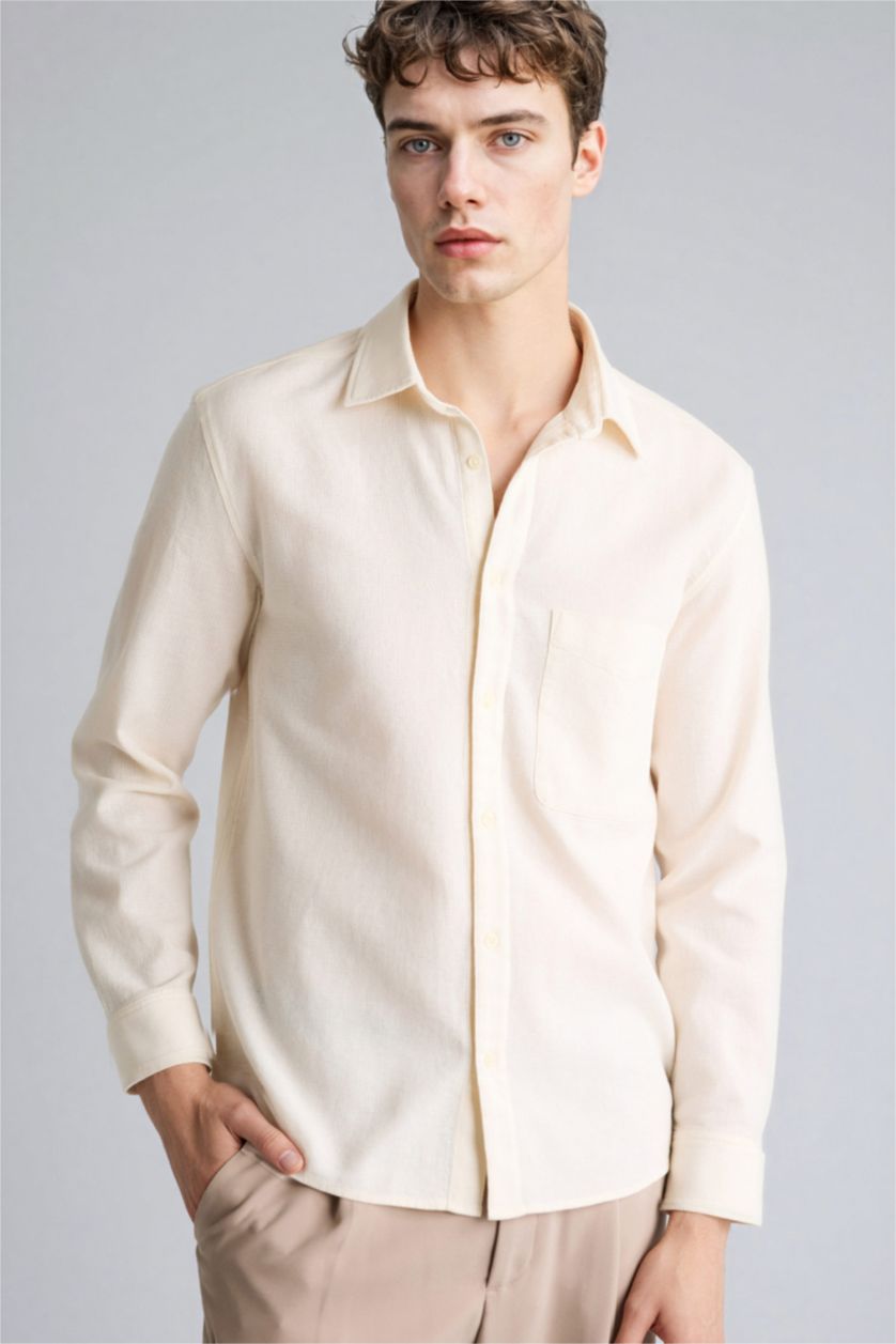 Man Ecru Man Long Sleeve Shirt