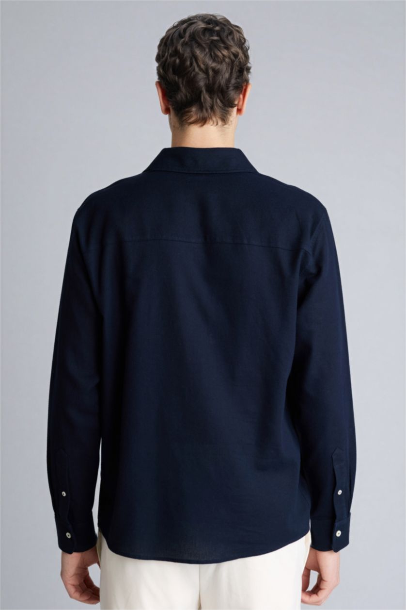 Erkek Lacivert %100 Pamuk Gömlek