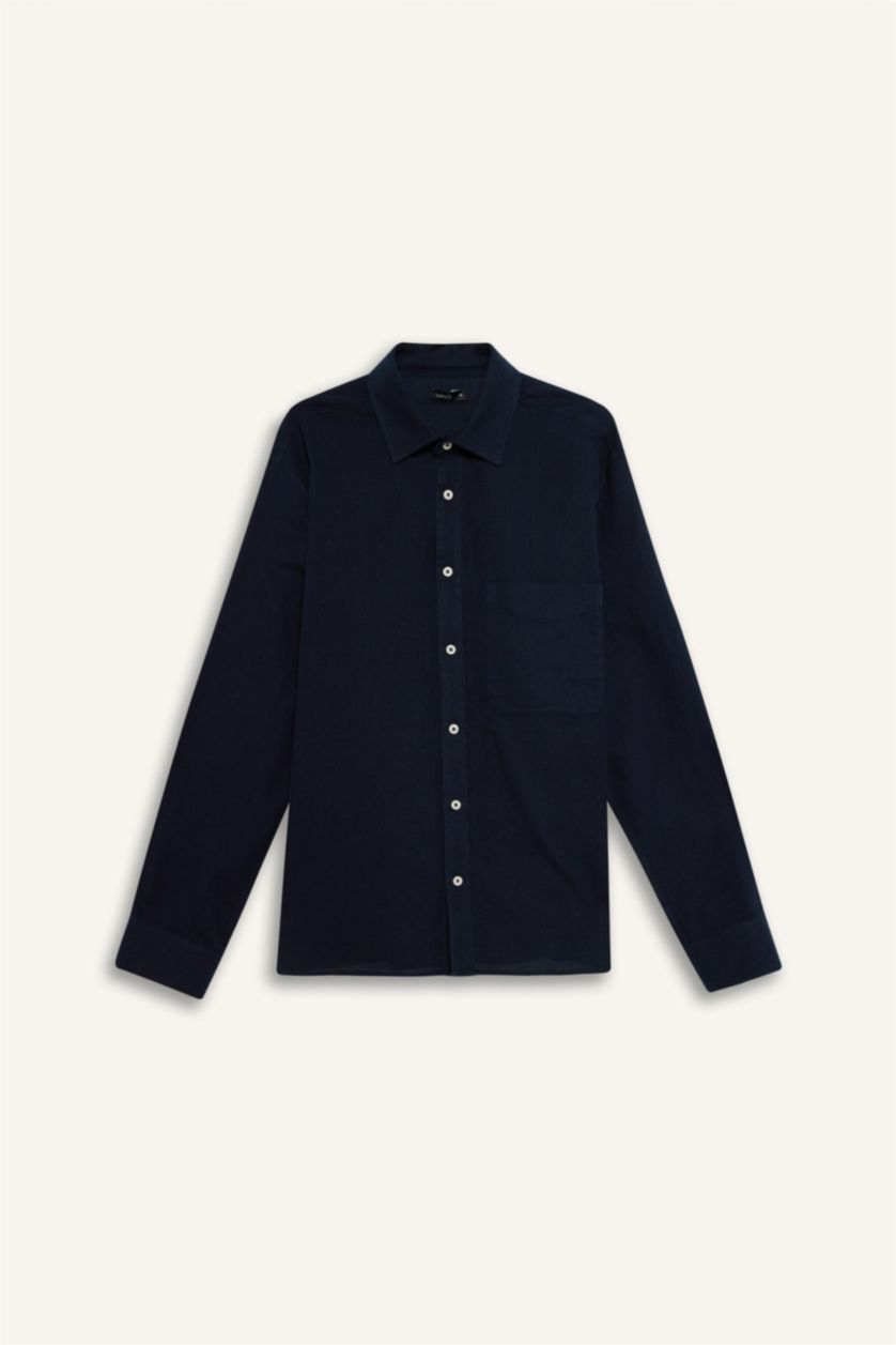 Erkek Lacivert %100 Pamuk Gömlek