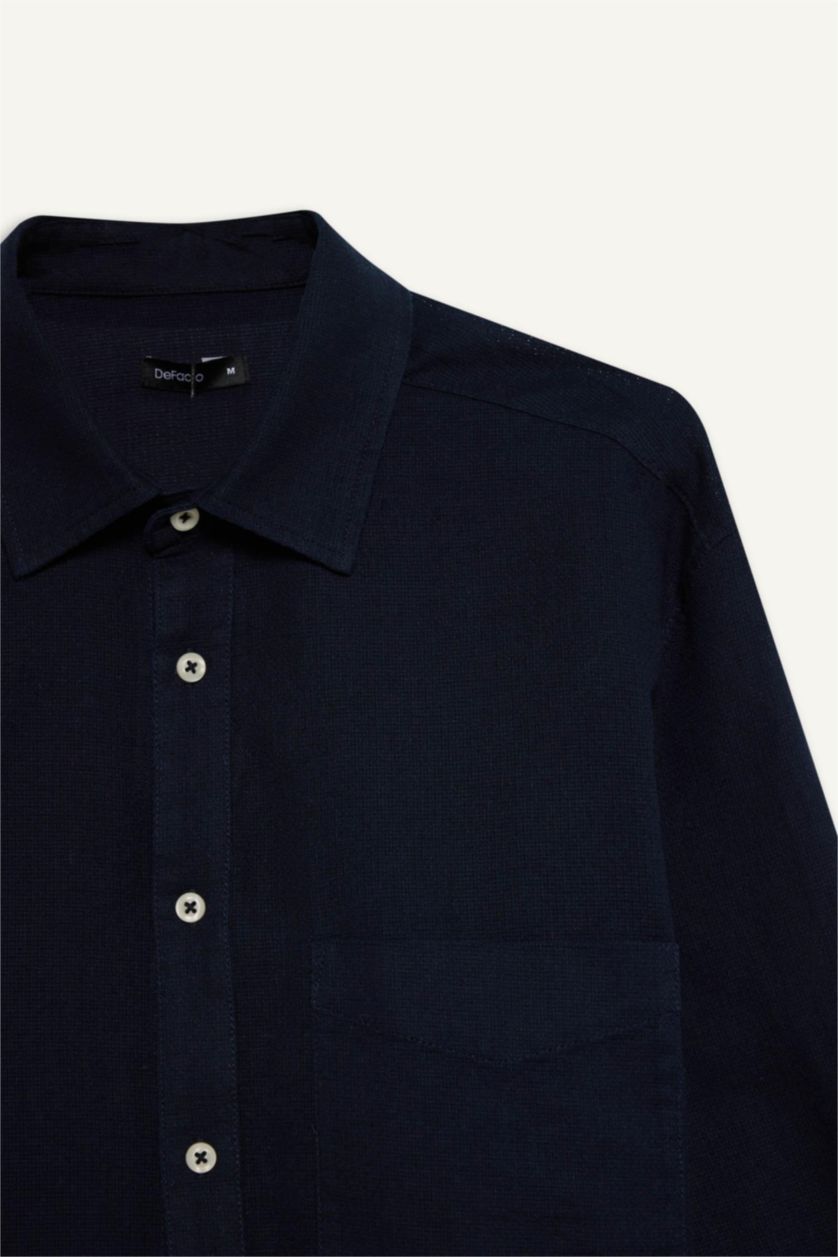 Erkek Lacivert %100 Pamuk Gömlek