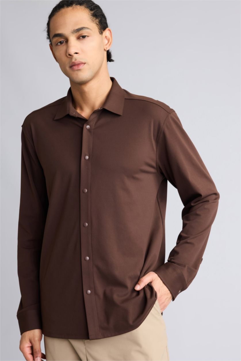 HOMME Marron Chemise à manches longues