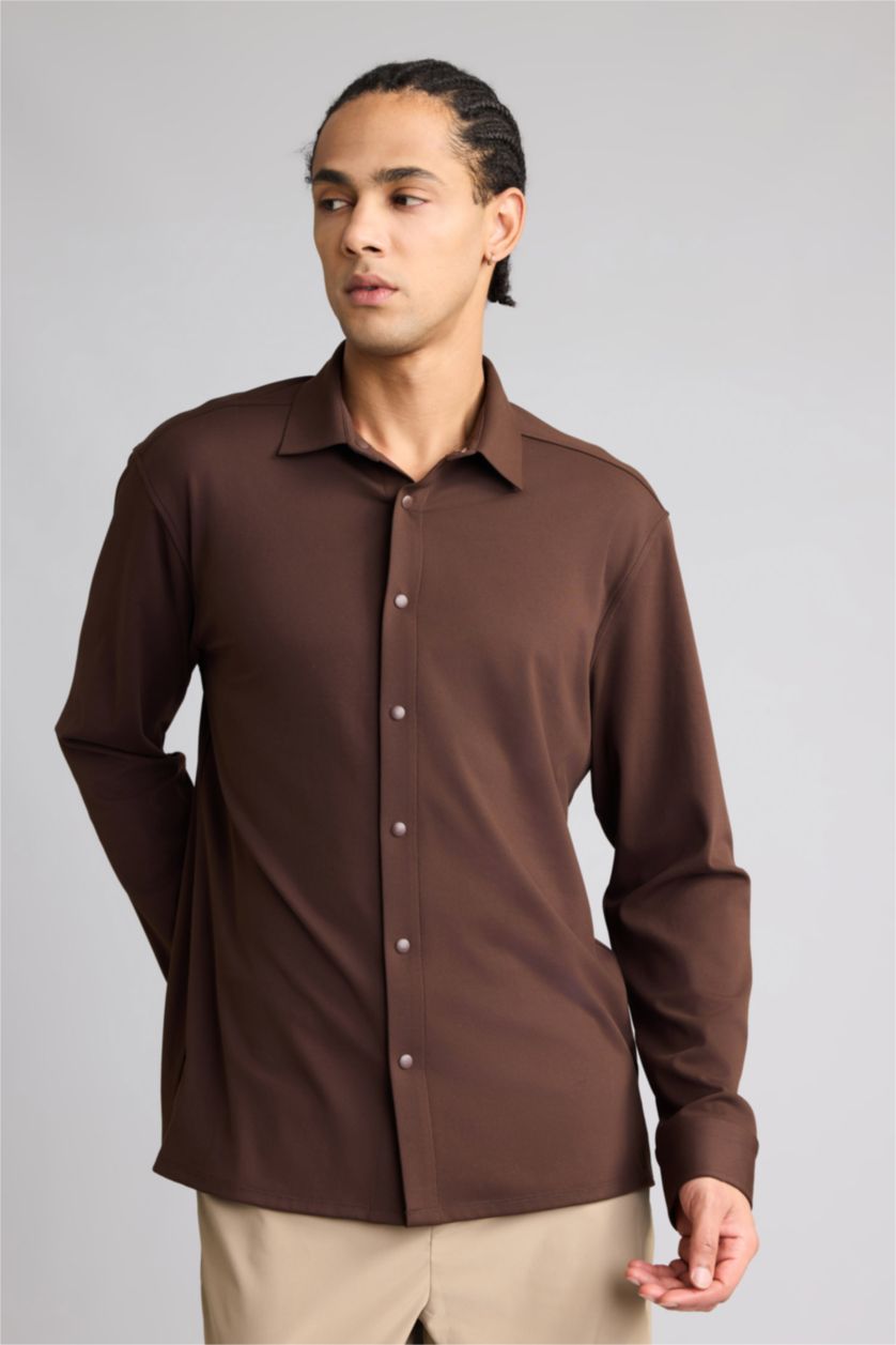 HOMME Marron Chemise à manches longues