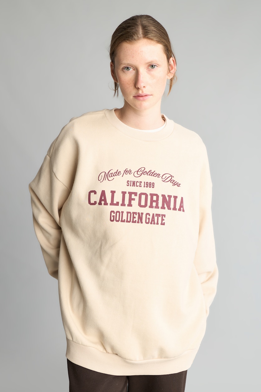 نساء بيج Oversize Fit Thick Sweatshirt Fabric Sweatshirt