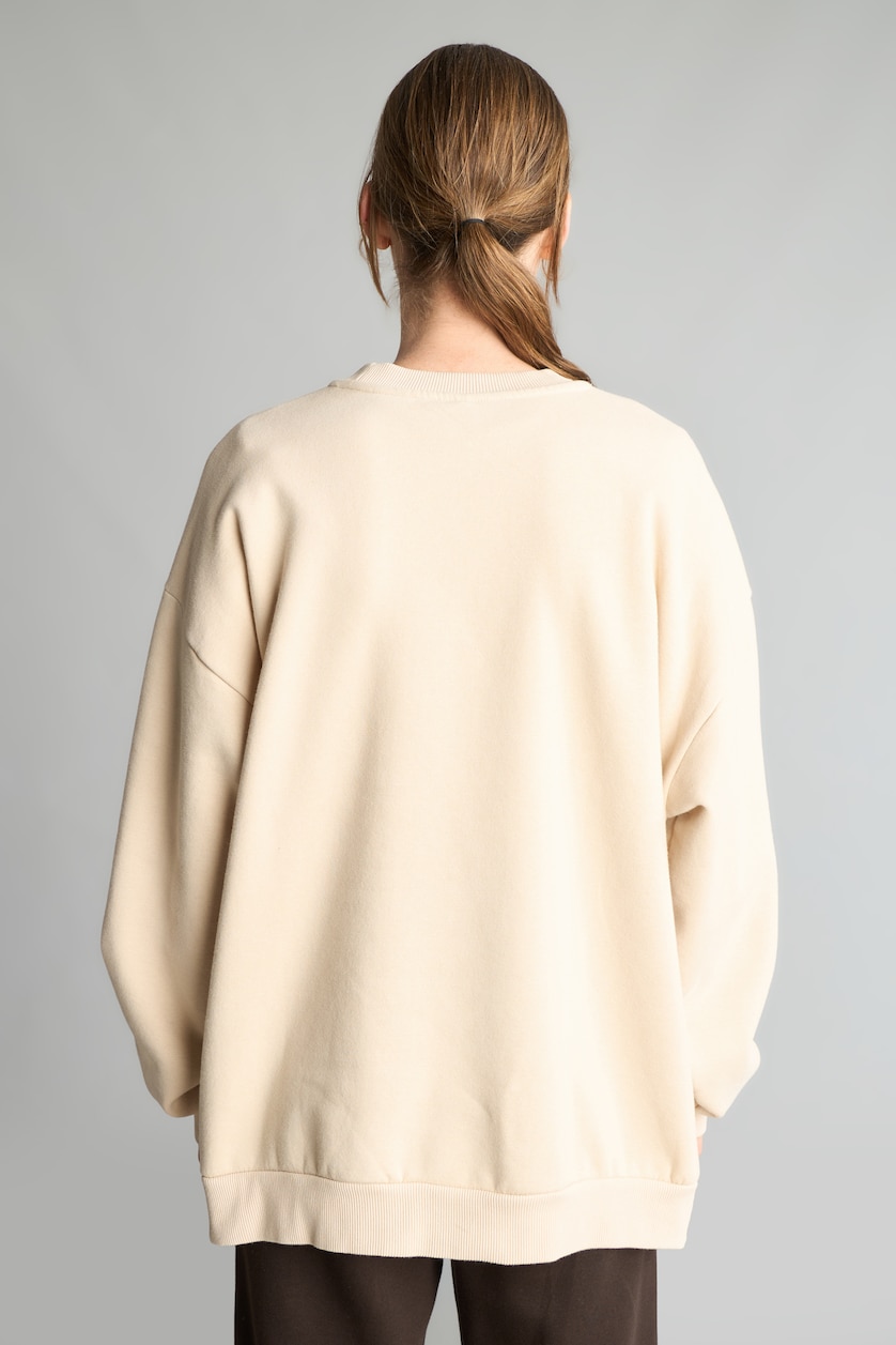 نساء بيج Oversize Fit Thick Sweatshirt Fabric Sweatshirt