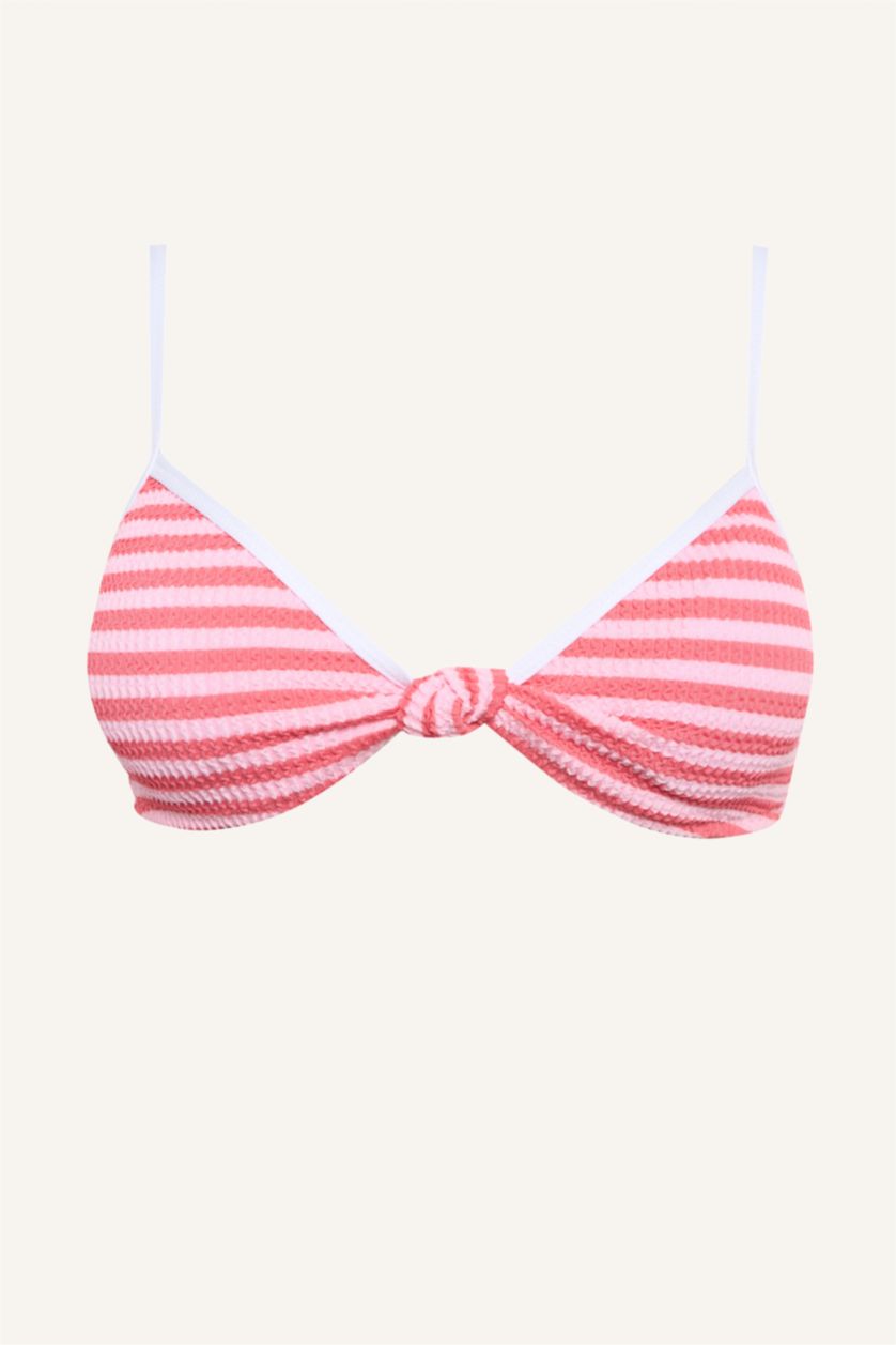 Kadın Pembe Regular Fit Kırışık Dokulu Bikini Üstü