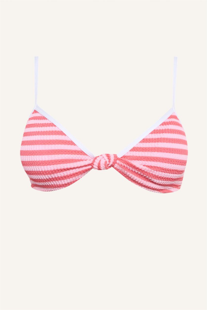 FEMME Rose Haut de bikini rose rayé à texture froissée Coupe régulière