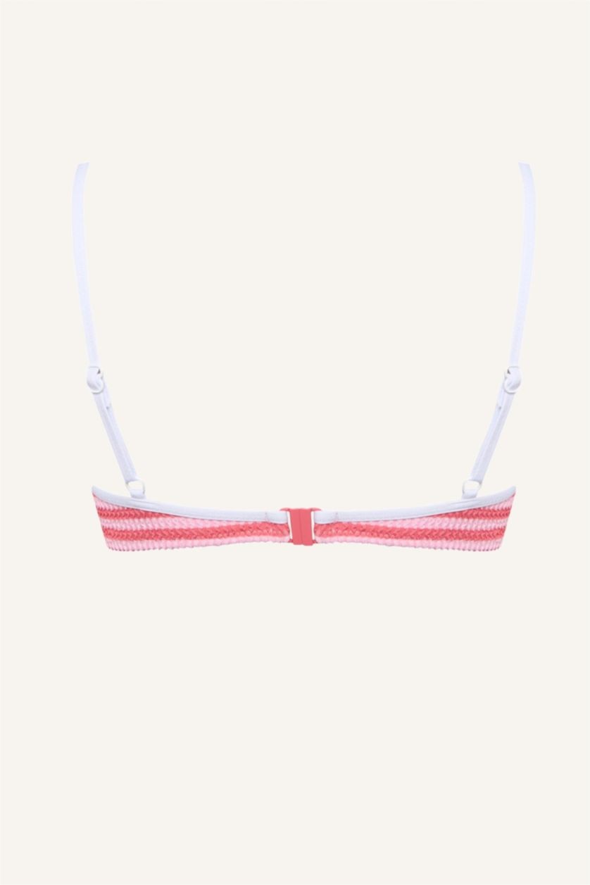 FEMME Rose Haut de bikini rose rayé à texture froissée Coupe régulière