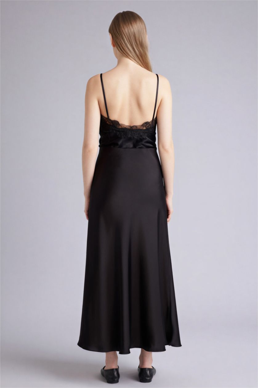 Женщины Черный Юбка со средней талией из сатина для женщин