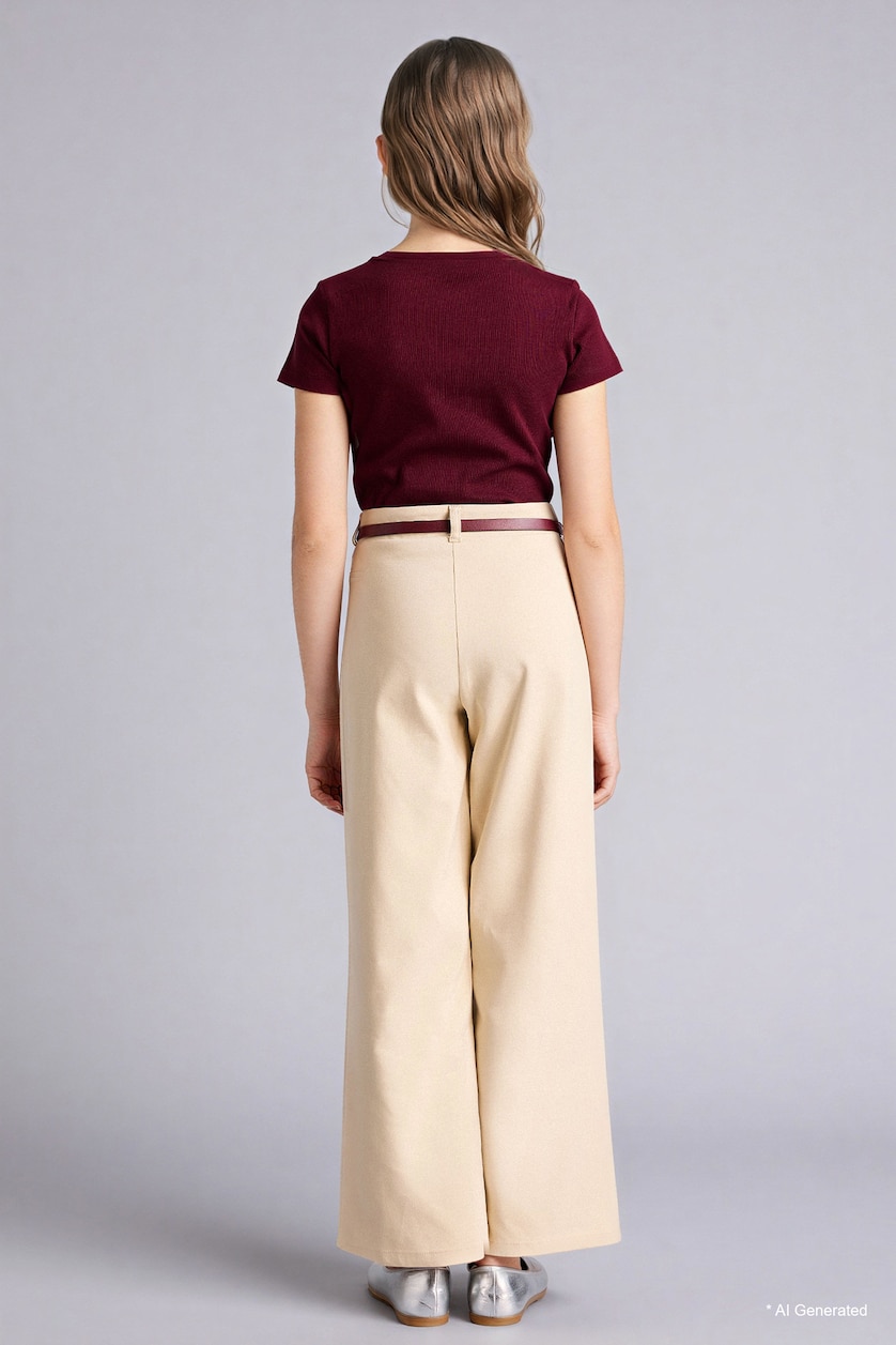 FILLES Beige Pantalon large à chevilles élastiques pour fille