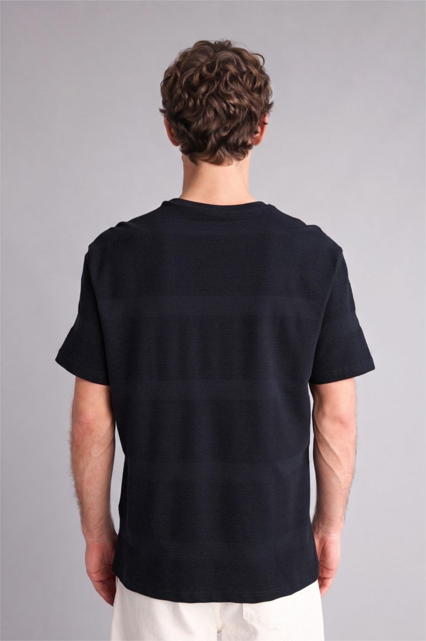 Erkek Lacivert Regular Fit Kısa kollu Tişört