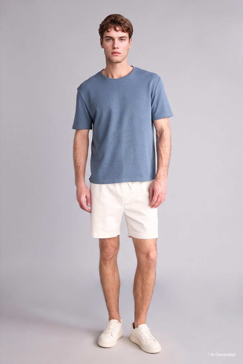 Men Light Indigo Regular Fit Short Sleeve T-Shirt