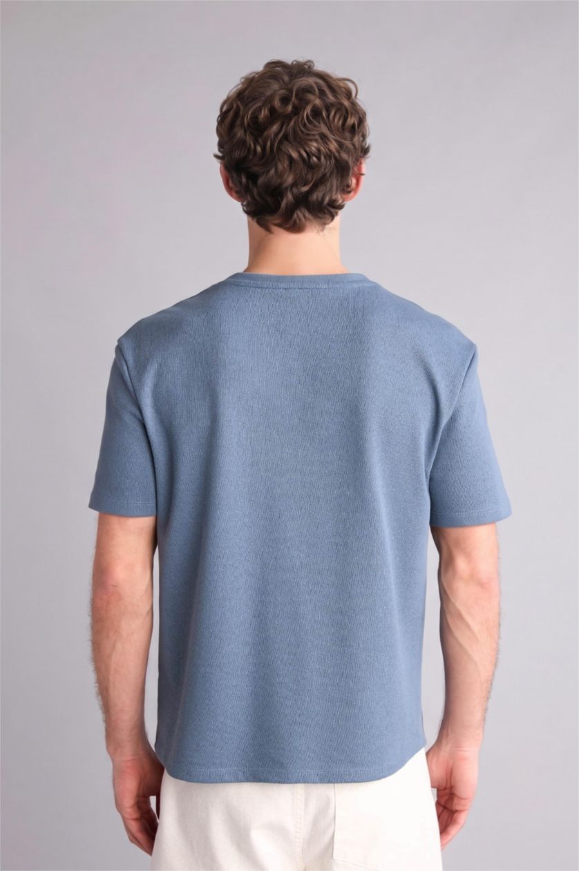 Erkek Açık İndigo Regular Fit Kısa kollu Tişört