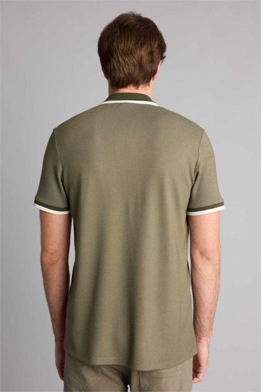 Men Light Khaki Regular Fit Short Sleeve Polo T-Shirt