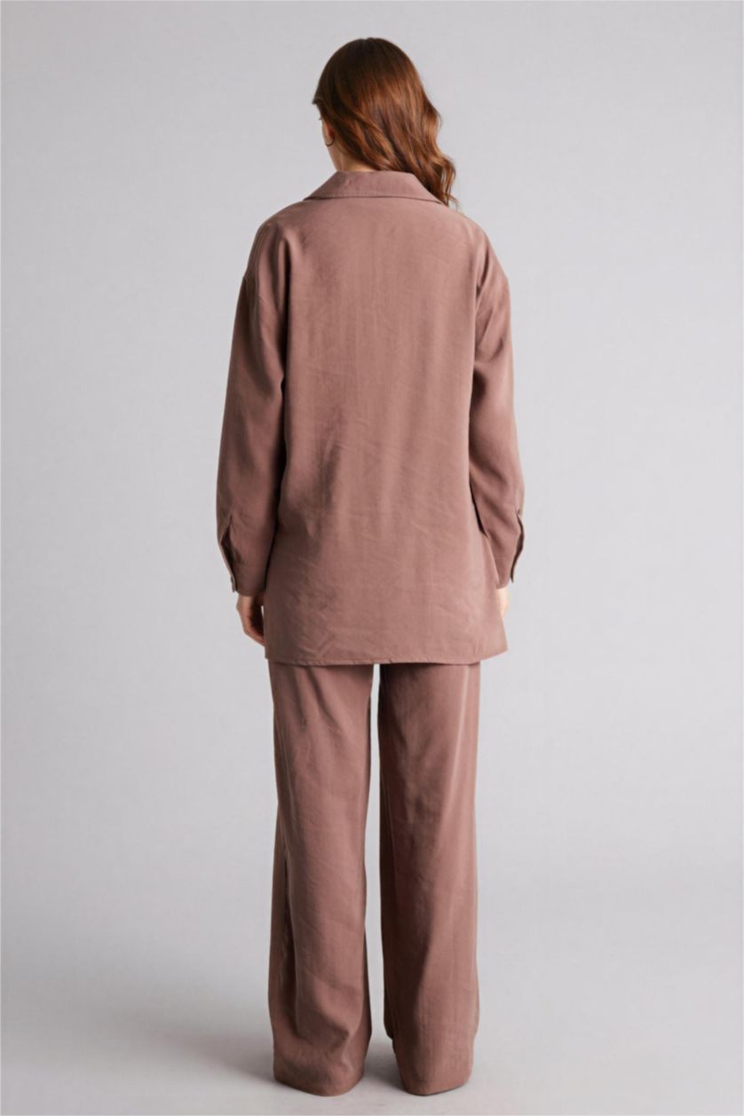 WOMAN Sand Relax Fit Woven Striped Long Sleeve Tunic