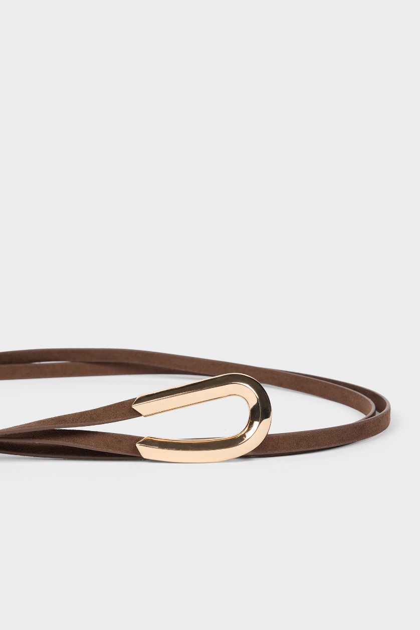 Kadın Koyu Kahve Kadın Dikdörtgen Toka Suni Deri Klasik Kemer