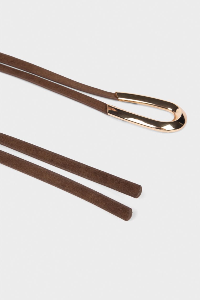 Kadın Koyu Kahve Kadın Dikdörtgen Toka Suni Deri Klasik Kemer