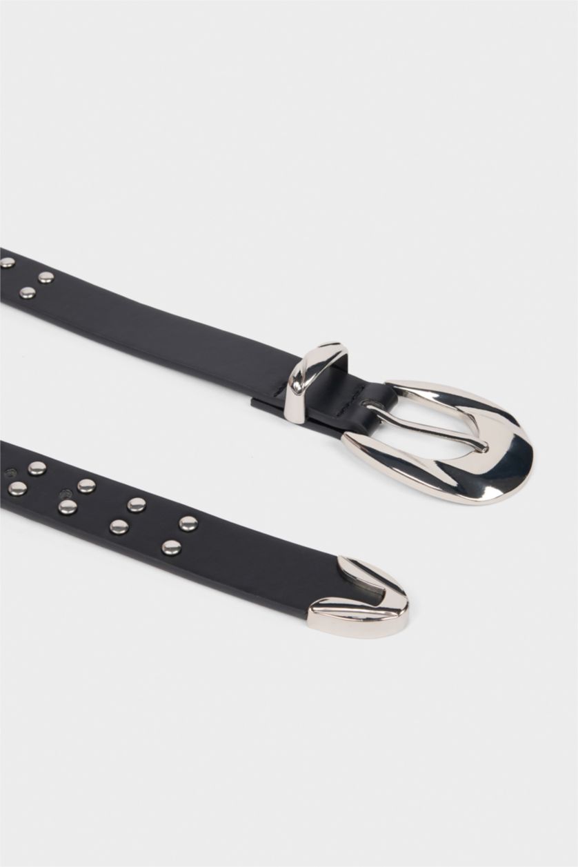 Kadın Siyah Kadın Oval Toka Suni Deri Klasik Kemer