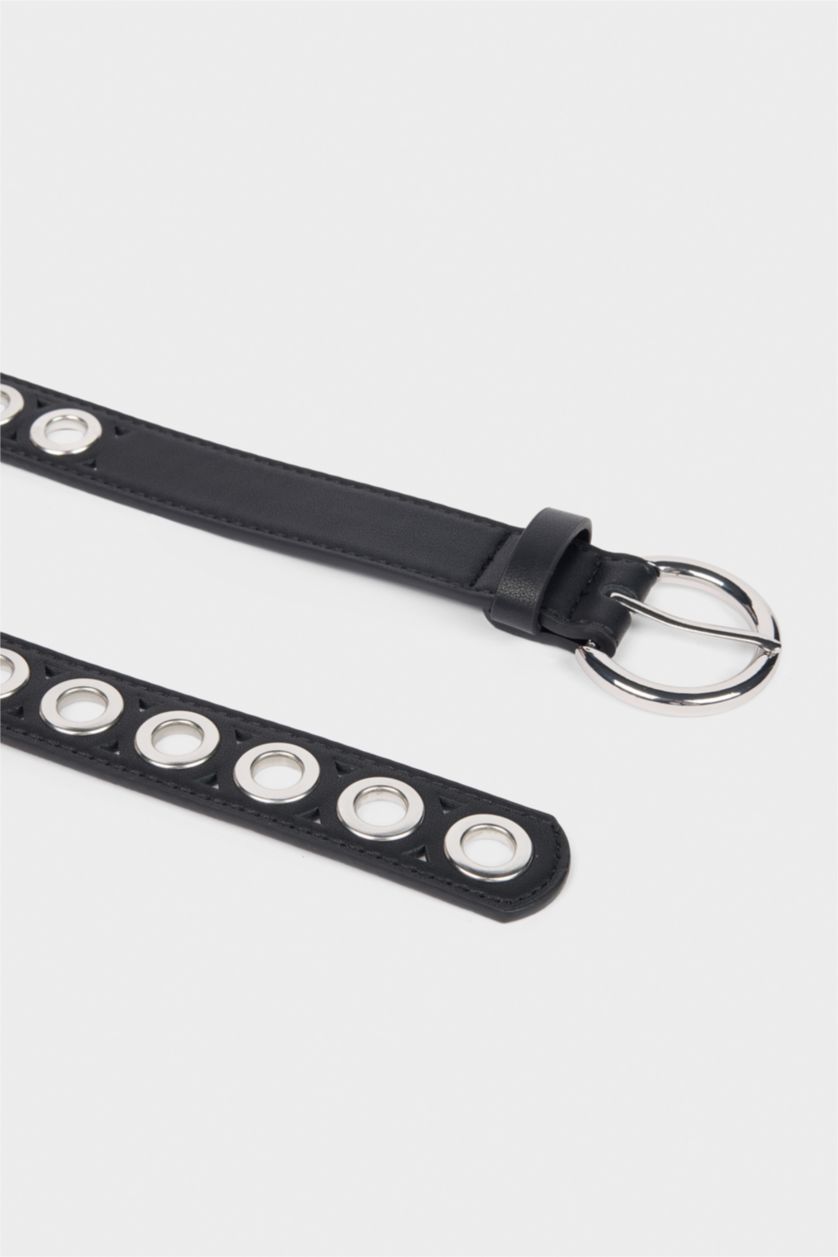 Kadın Siyah Kadın Oval Toka Suni Deri Klasik Kemer