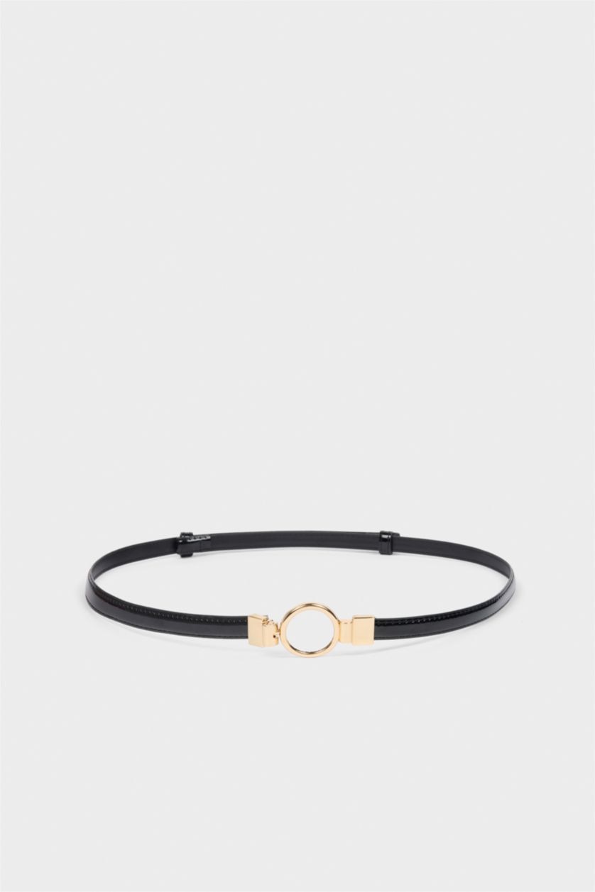 Kadın Siyah Kadın Oval Toka Suni Deri Klasik Kemer