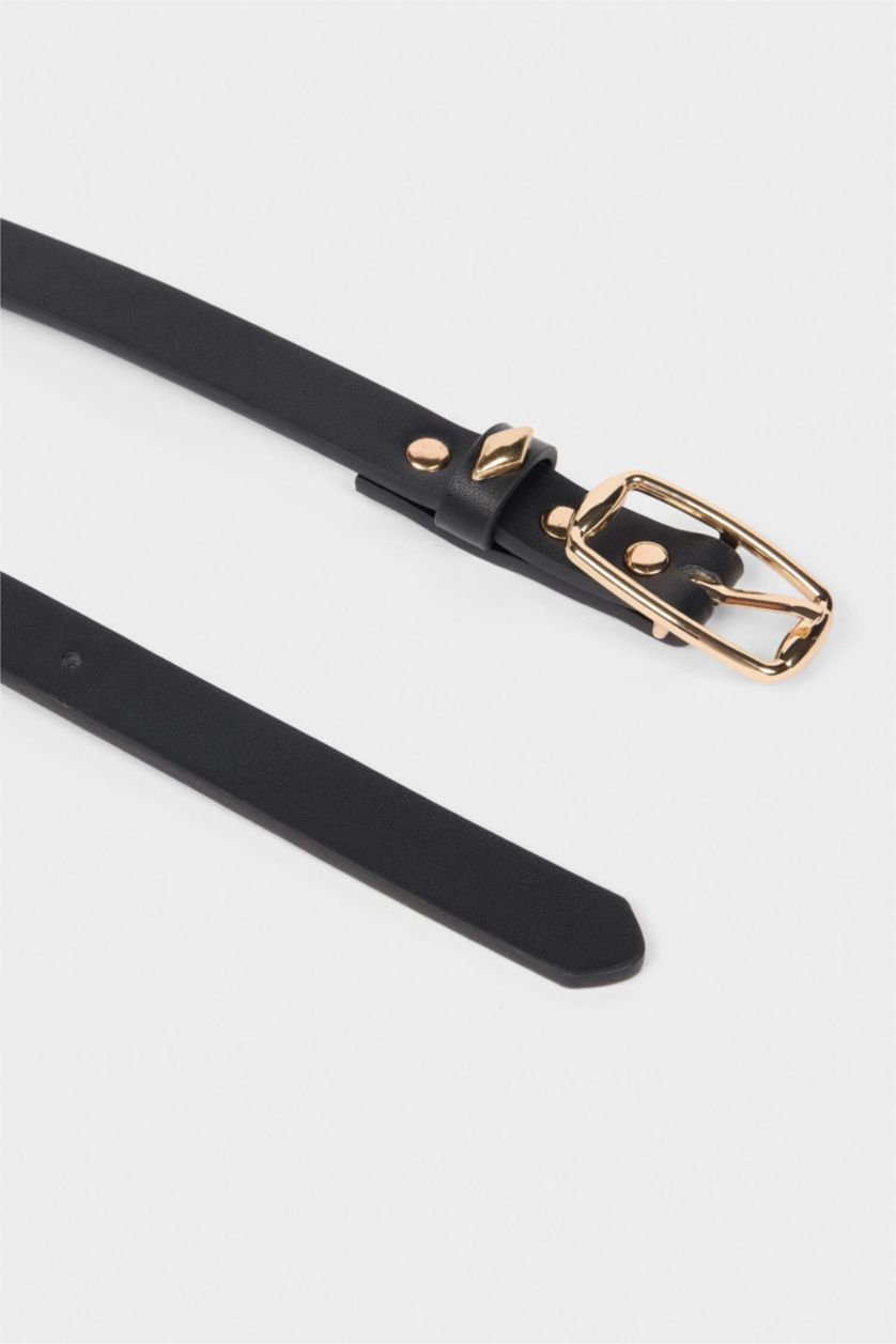 Kadın Karma Kadın Dikdörtgen Toka Suni Deri 2'li Klasik Kemer