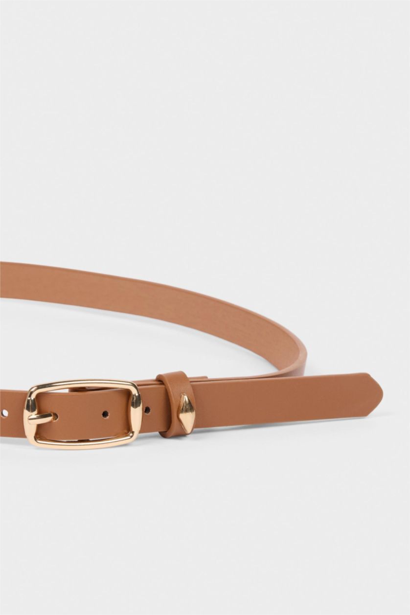 Kadın Karma Kadın Dikdörtgen Toka Suni Deri 2'li Klasik Kemer