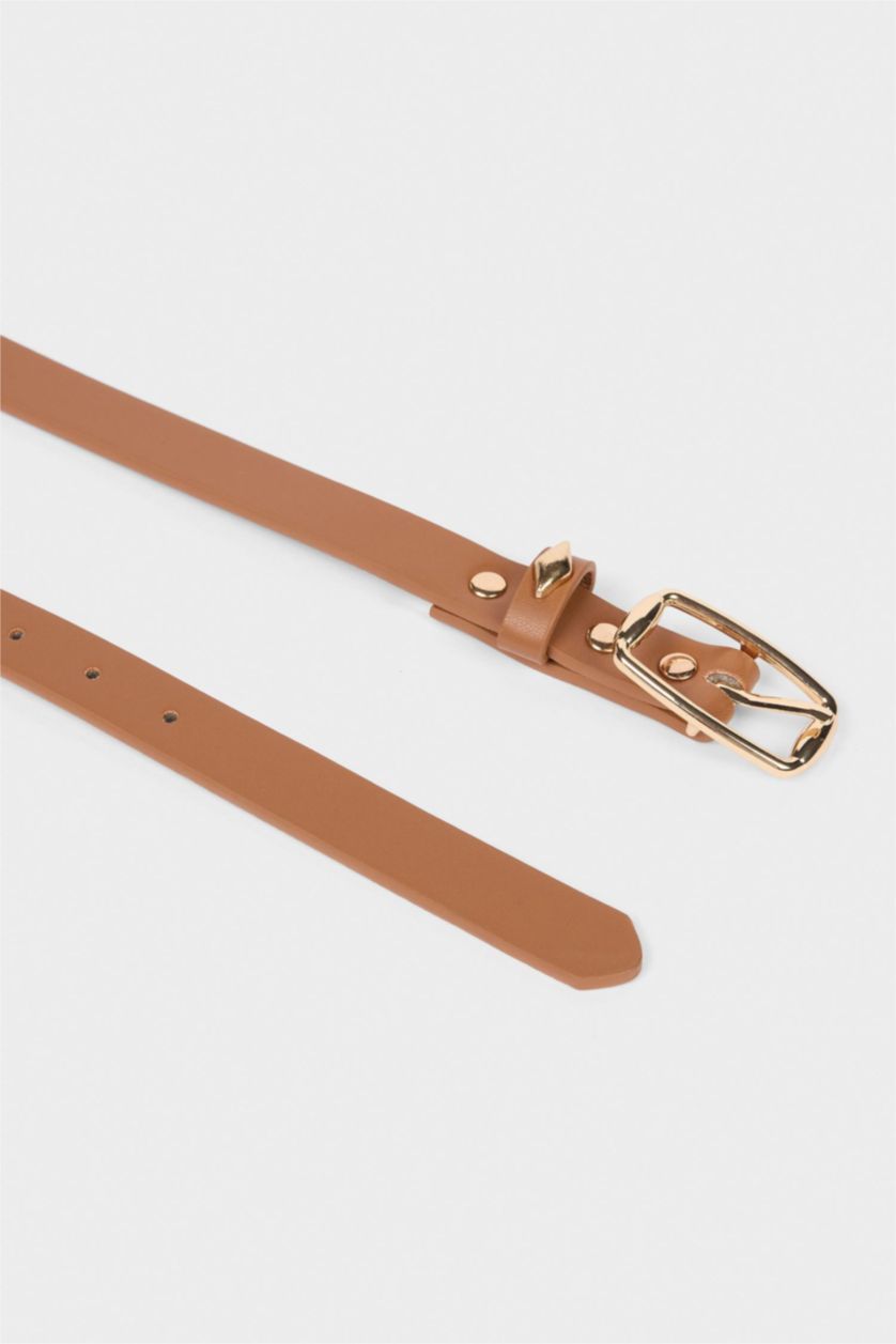 Kadın Karma Kadın Dikdörtgen Toka Suni Deri 2'li Klasik Kemer