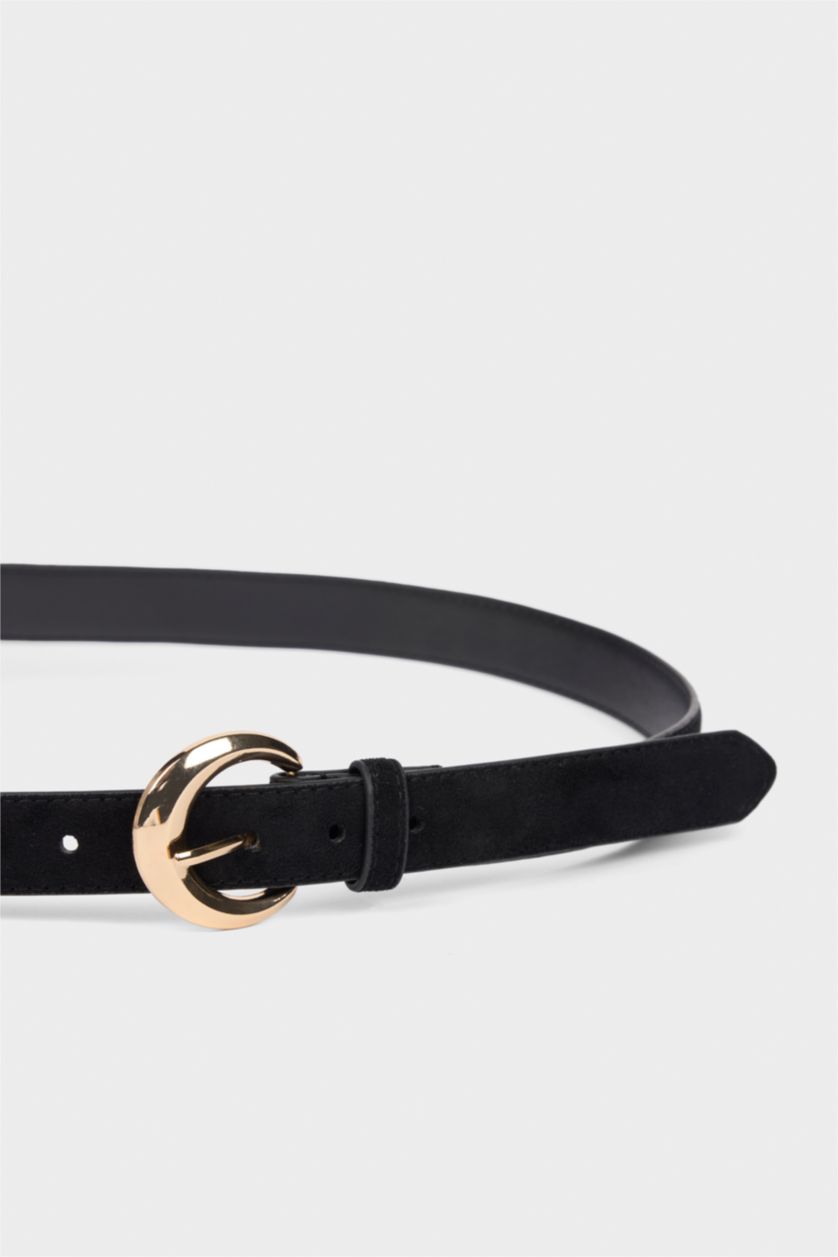 Kadın Siyah Kadın Oval Toka Suni Deri Klasik Kemer