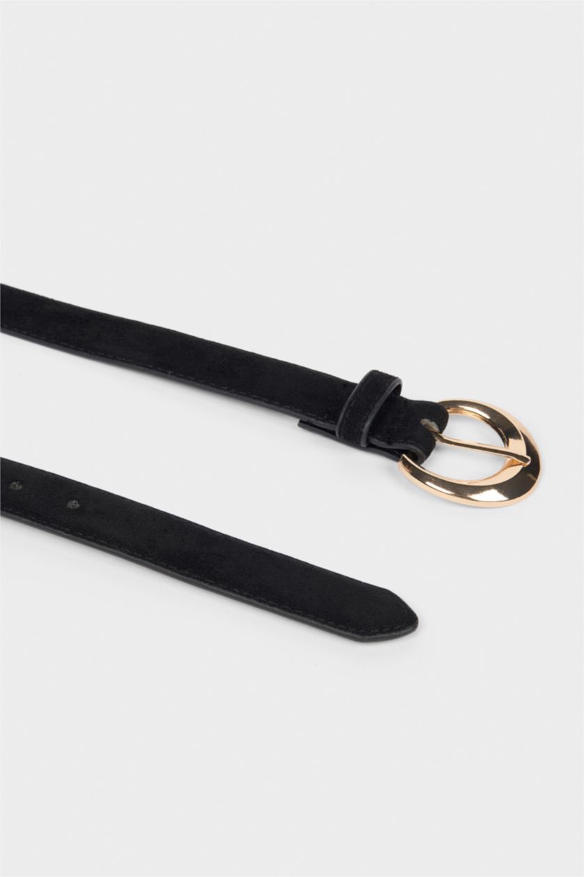 Kadın Siyah Kadın Oval Toka Suni Deri Klasik Kemer