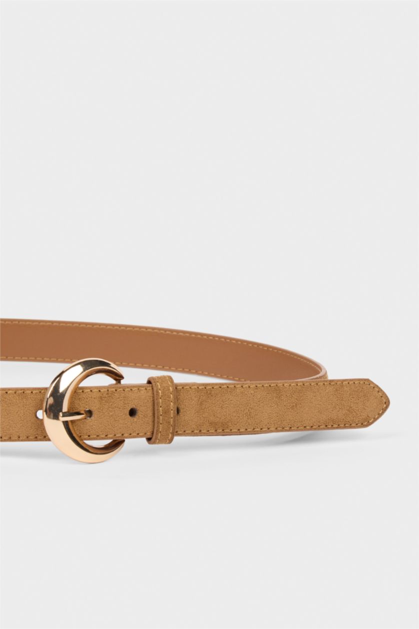 Kadın Kahve Kadın Oval Toka Suni Deri Klasik Kemer