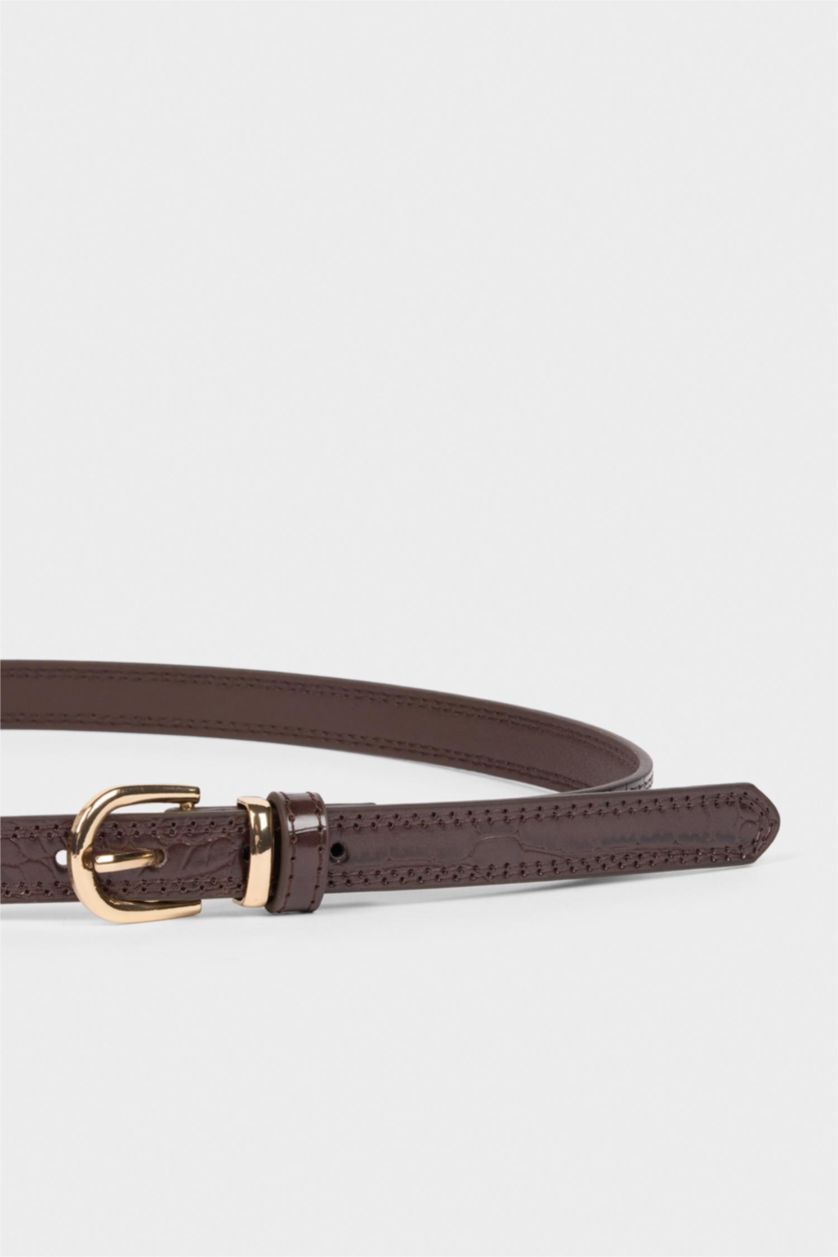 Kadın Karma Kadın Dikdörtgen Toka Suni Deri 2'li Klasik Kemer