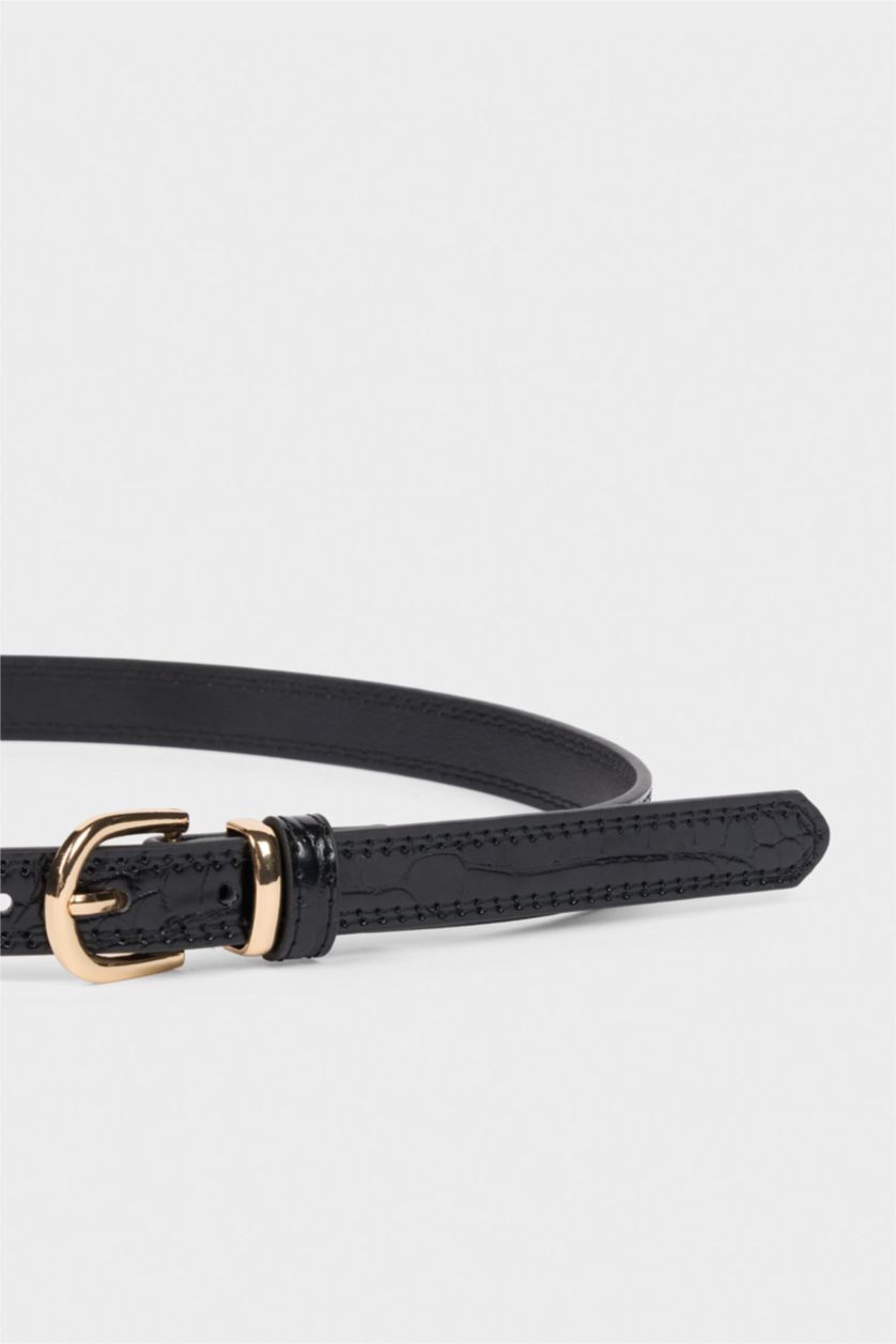 Kadın Karma Kadın Dikdörtgen Toka Suni Deri 2'li Klasik Kemer