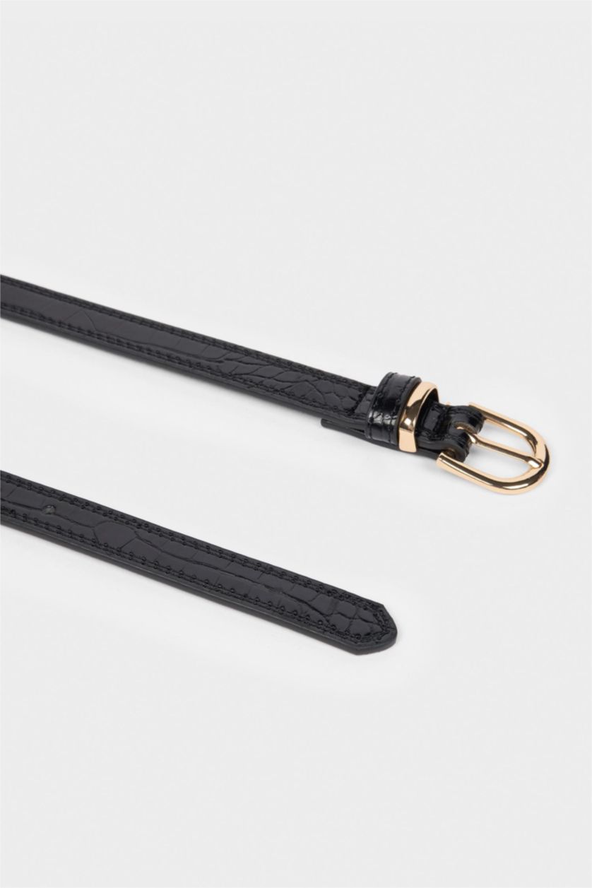 Kadın Karma Kadın Dikdörtgen Toka Suni Deri 2'li Klasik Kemer