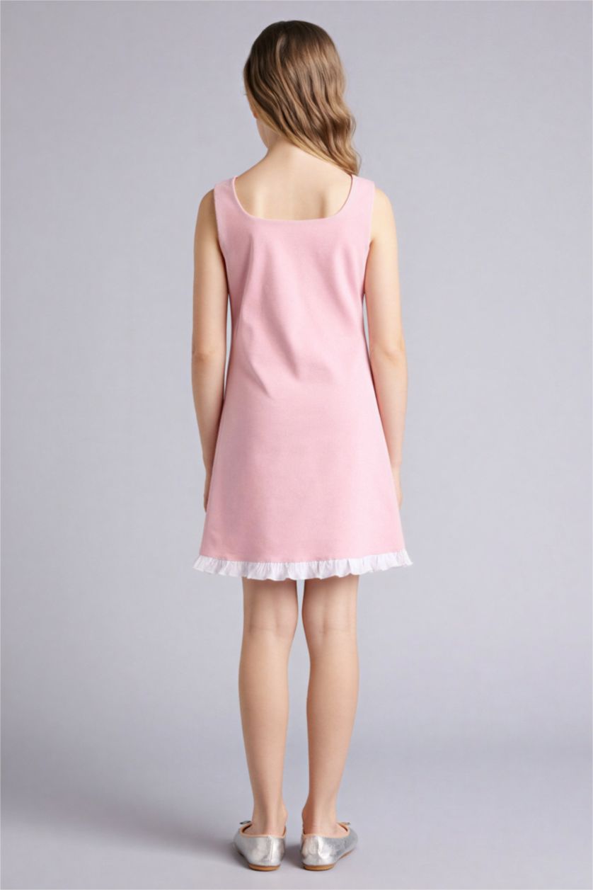 Kız Çocuk - Genç Kız Pembe Taş Detaylı Askılı Elbise Kız Çocuk