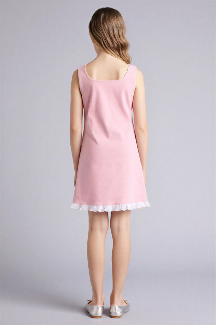 Kız Çocuk - Genç Kız Pembe Taş Detaylı Askılı Elbise Kız Çocuk