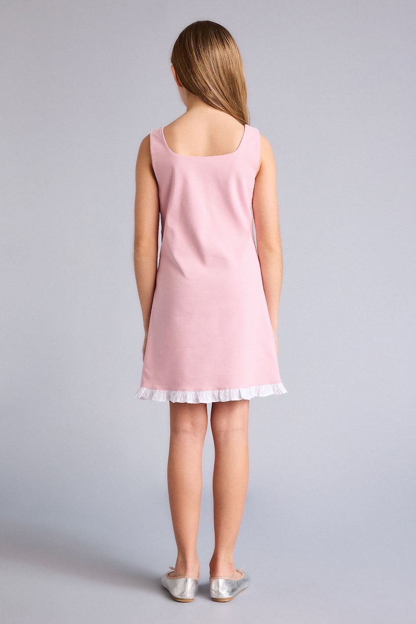GIRLS & TEENS Pink Girl Strappy Stone Details Dress