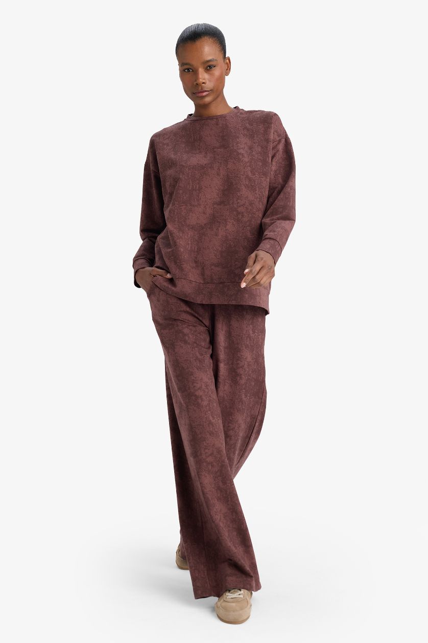 WOMAN Brown Wide Leg Sports Sweatpants