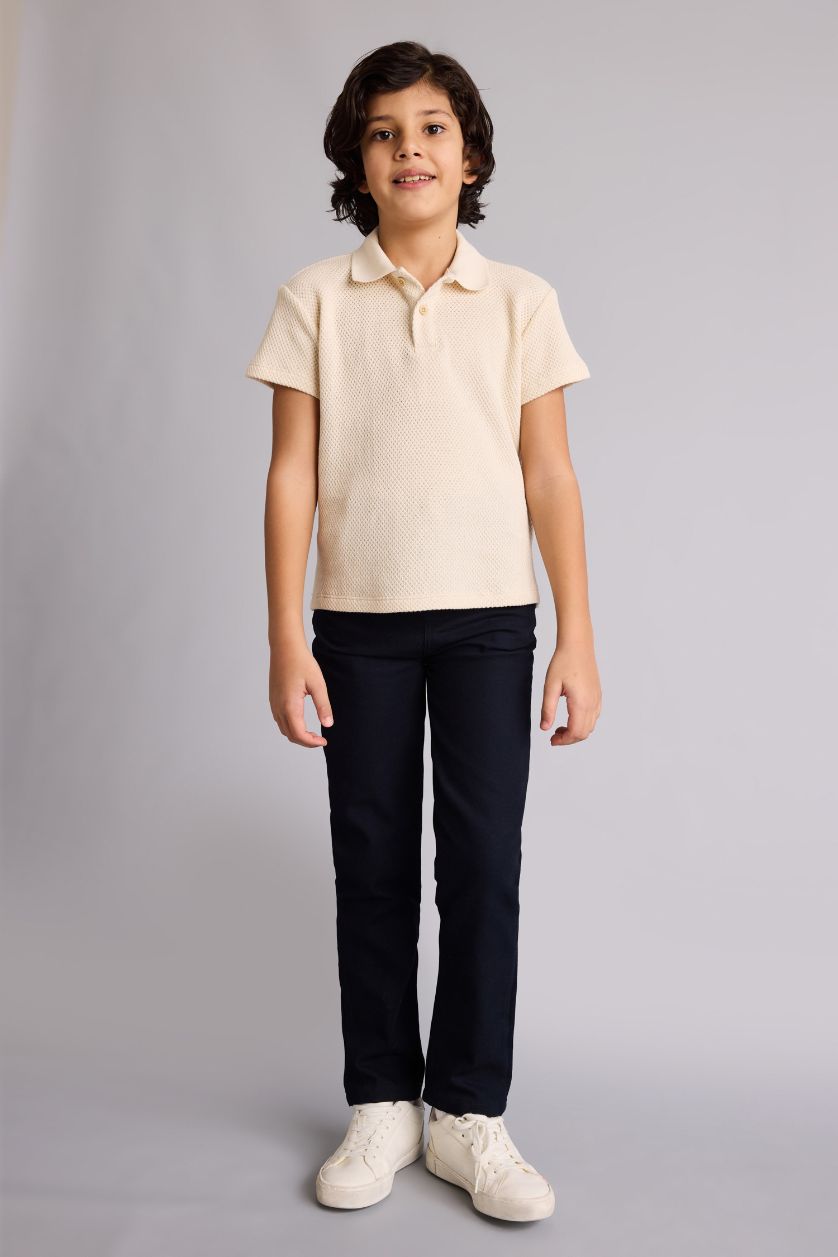 Boys & Teens Ecru Baby Boy Gabardine 2 Piece Set