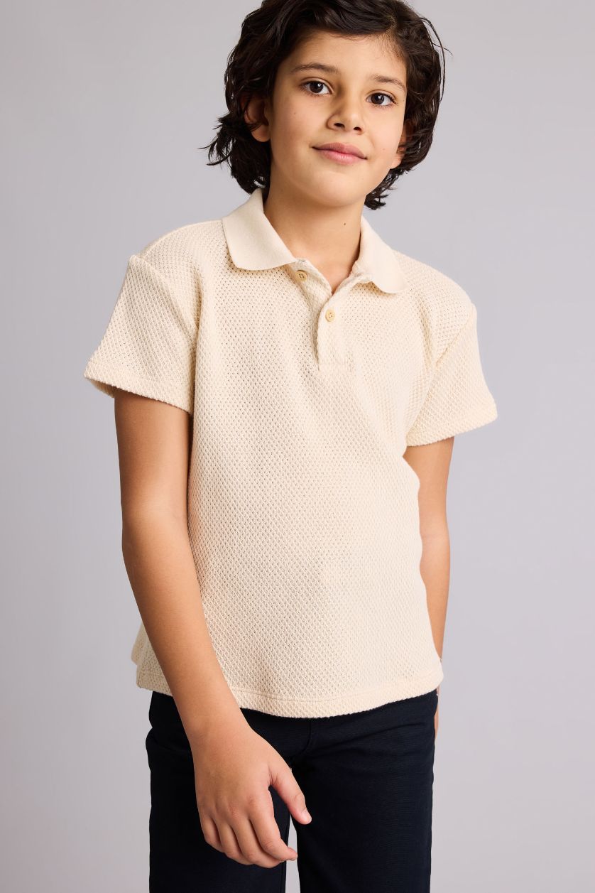 Boys & Teens Ecru Baby Boy Gabardine 2 Piece Set