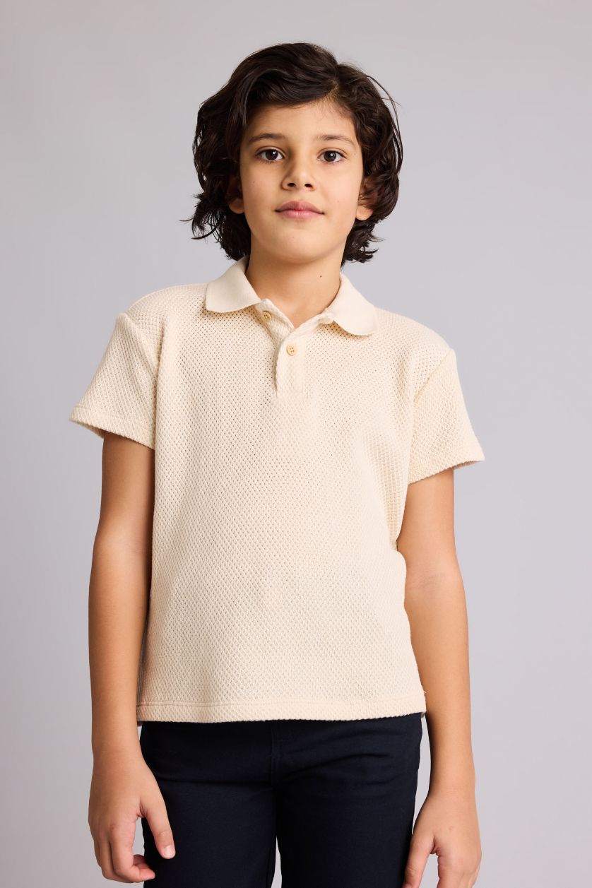 Boys & Teens Ecru Baby Boy Gabardine 2 Piece Set