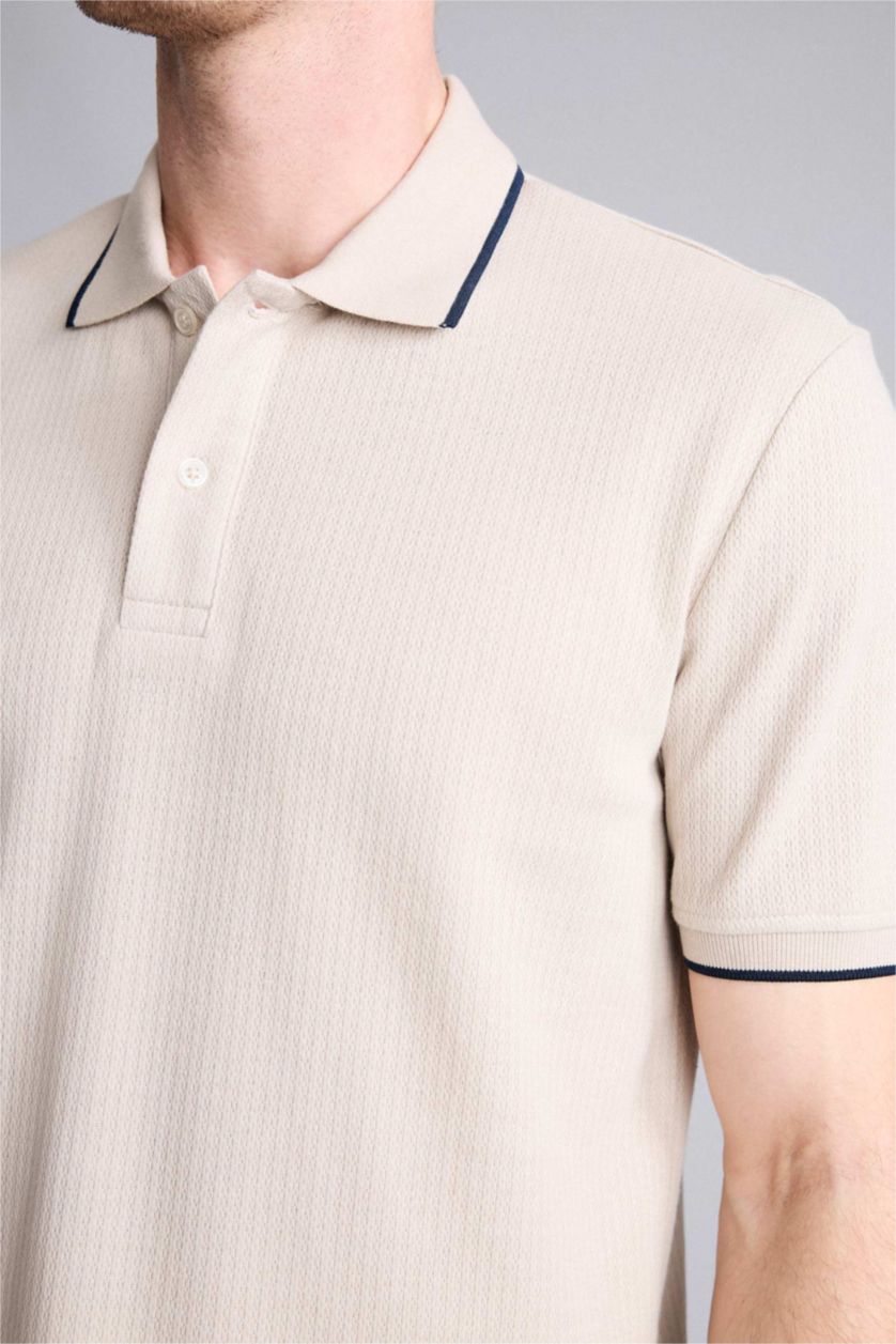 Man Sand Regular Fit Short Sleeve Polo T-Shirt