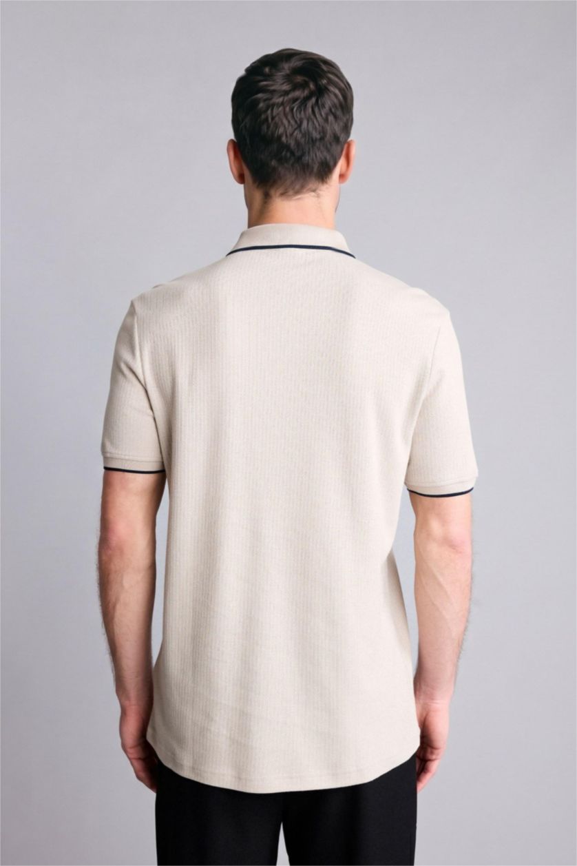 Man Sand Regular Fit Short Sleeve Polo T-Shirt