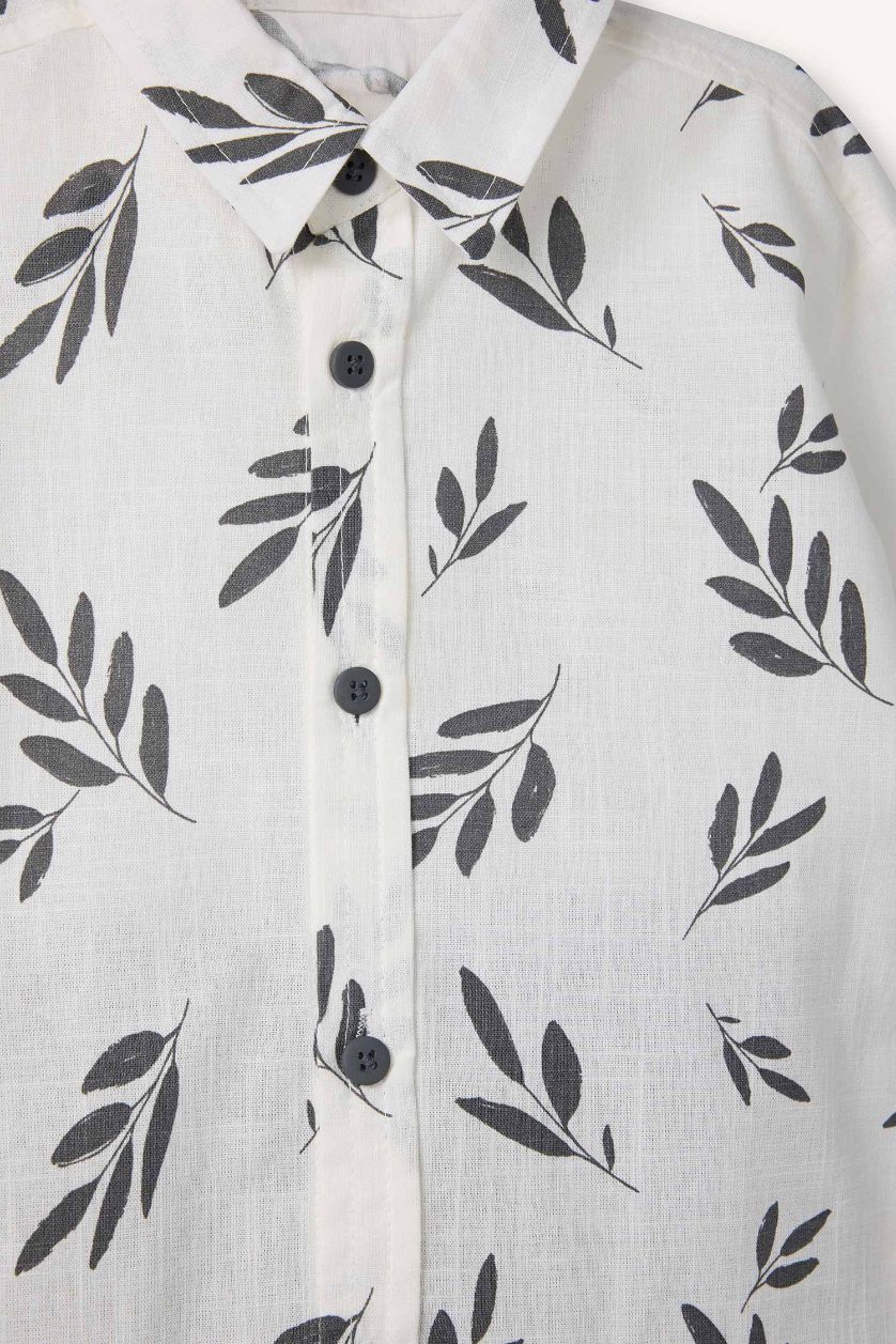 Erkek Bebek Beyaz 2'li Takım Desenli Gömlek Pantolon Erkek Bebek